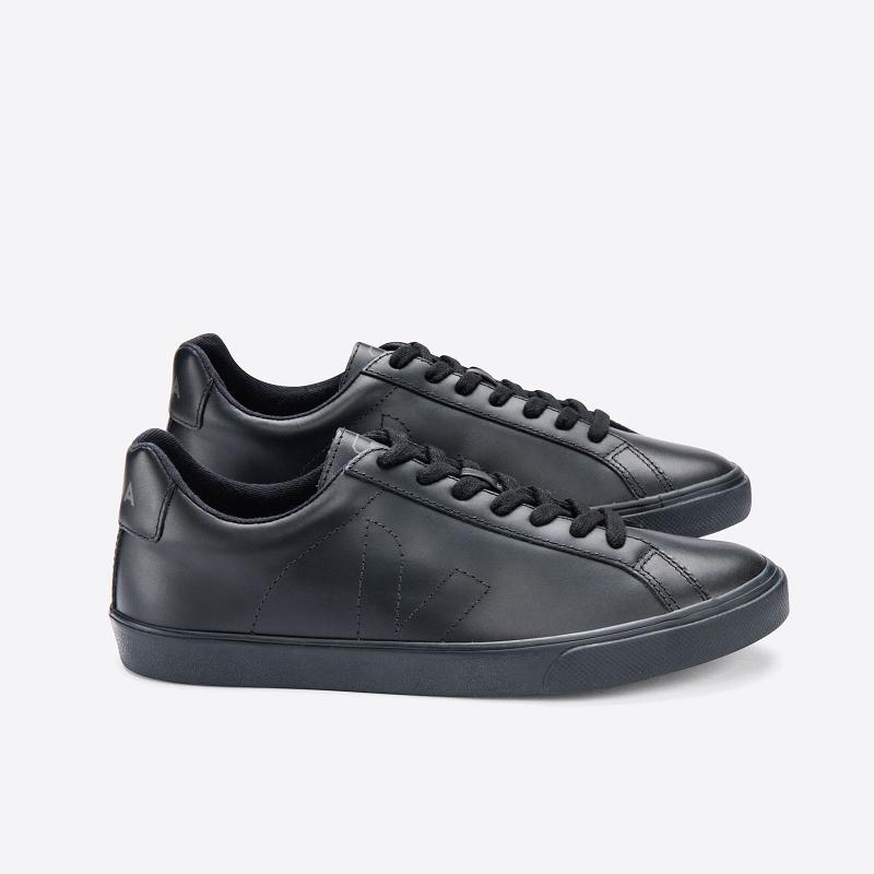 Tenis Veja Mujer Outlet - Esplar Zapatillas Negras Cuero ES3397038